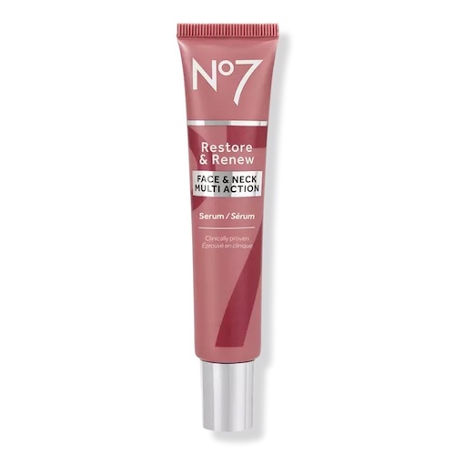 no7 neck serum in a pink tube shown on a white background