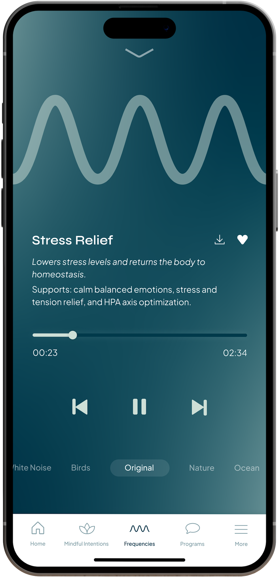 The stress relief frequency found on the SOAAK app.