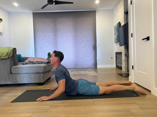 Physical therapist demonstrating prone press-up