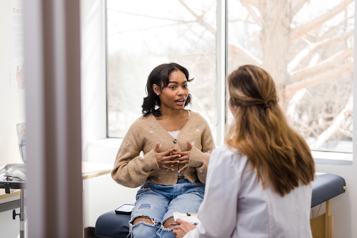 Young adults patient talking to doctor about endometriosis diagnosis