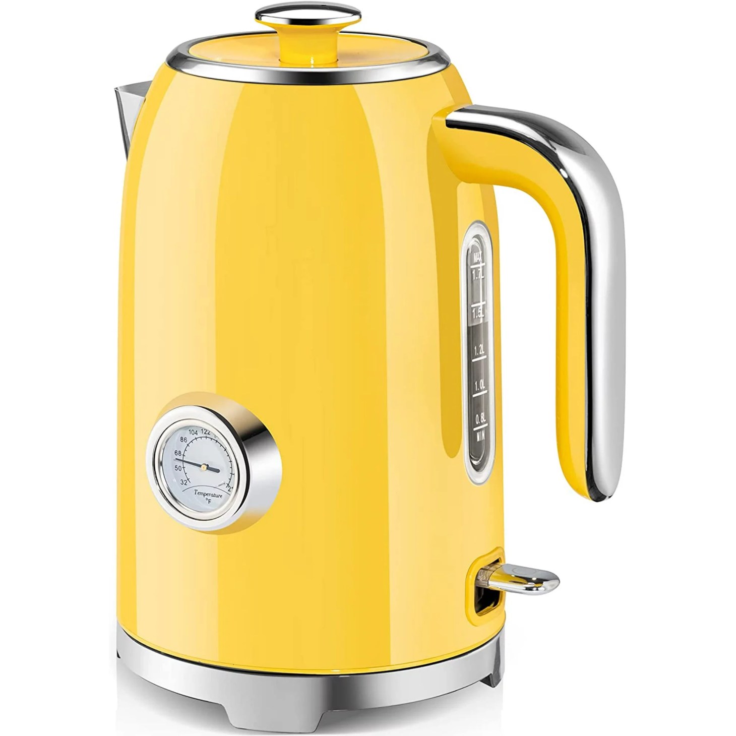 a yellow retro susteas electric kettle